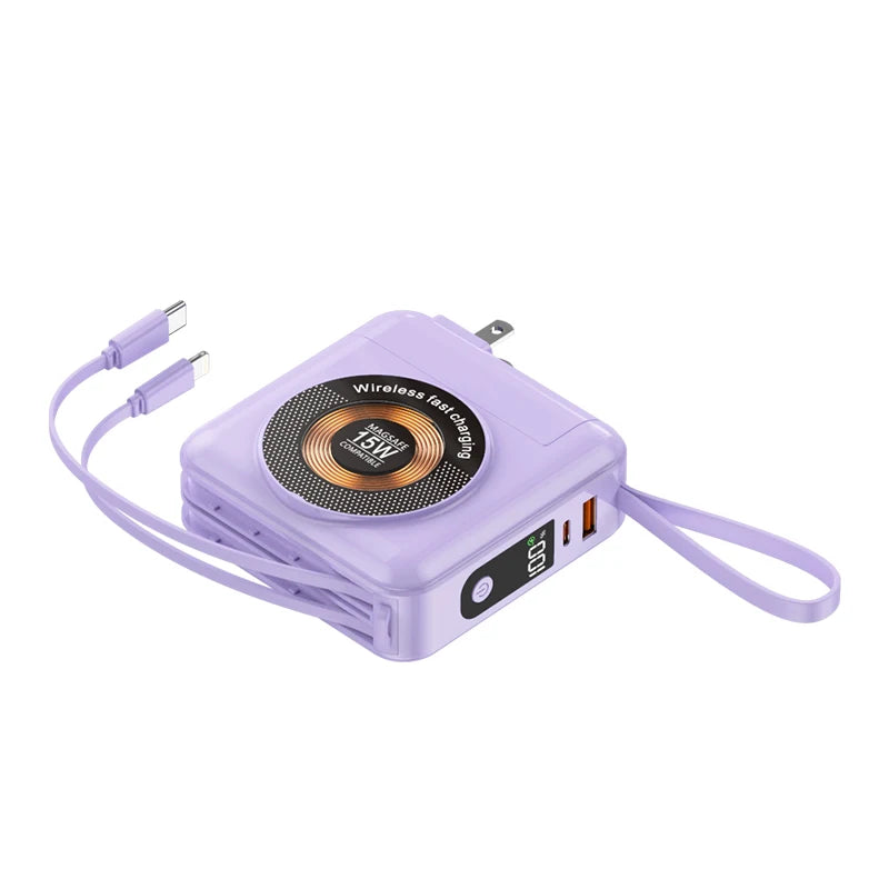 2025 New 15000mAh Fast Wireless Charging Portable Power Bank LED Features USB Type-C Interfaces 20W Output Power for Travel