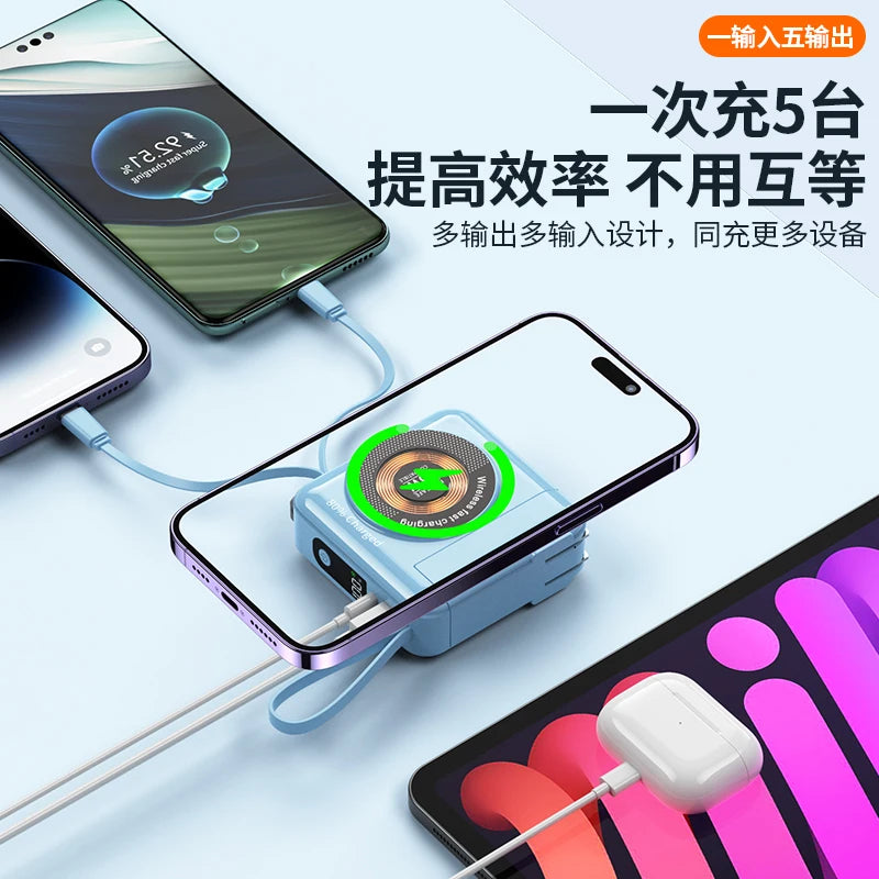 2025 New 15000mAh Fast Wireless Charging Portable Power Bank LED Features USB Type-C Interfaces 20W Output Power for Travel