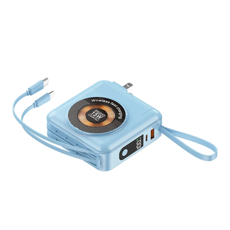 2025 New 15000mAh Fast Wireless Charging Portable Power Bank LED Features USB Type-C Interfaces 20W Output Power for Travel