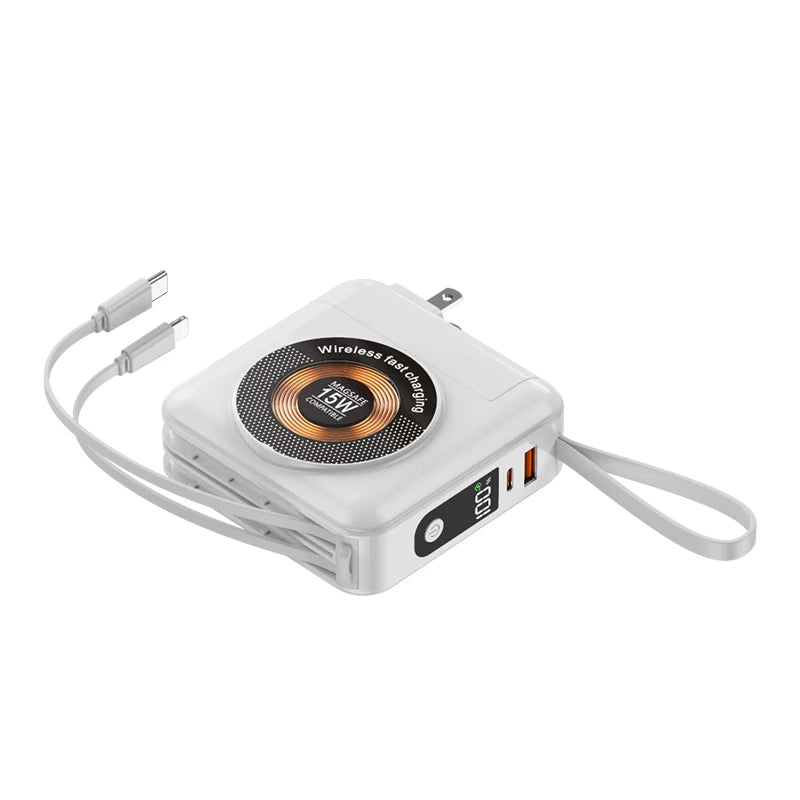 2025 New 15000mAh Fast Wireless Charging Portable Power Bank LED Features USB Type-C Interfaces 20W Output Power for Travel