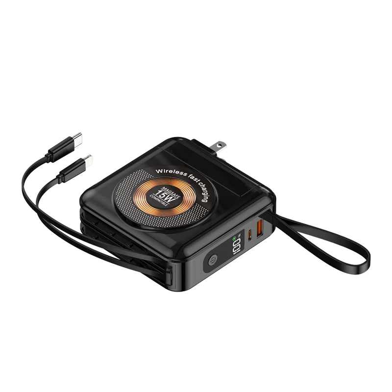 2025 New 15000mAh Fast Wireless Charging Portable Power Bank LED Features USB Type-C Interfaces 20W Output Power for Travel