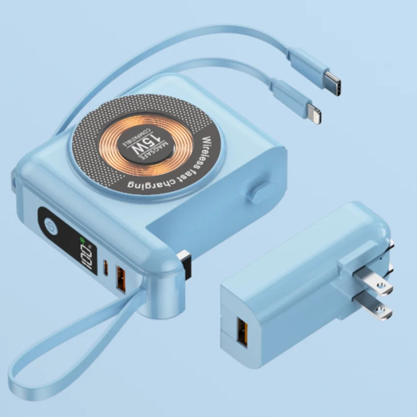 2025 New 15000mAh Fast Wireless Charging Portable Power Bank LED Features USB Type-C Interfaces 20W Output Power for Travel