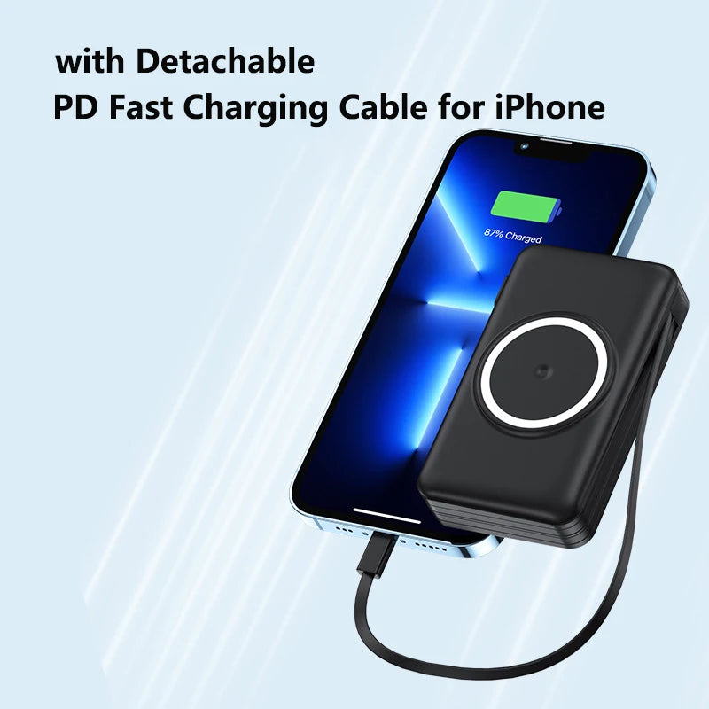 20000mAh Magsafe Power Bank Travel Wall Charger Magnetic Wireless 22.5W Fast Charger For iPhone 16 15 Xiaomi Samsung Powerbank