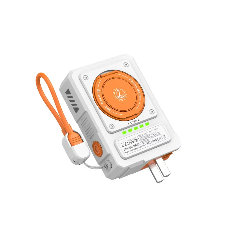 Three in one magnetic power bank PD fast charging with AC wall charging plug 10000mAh portable power bank