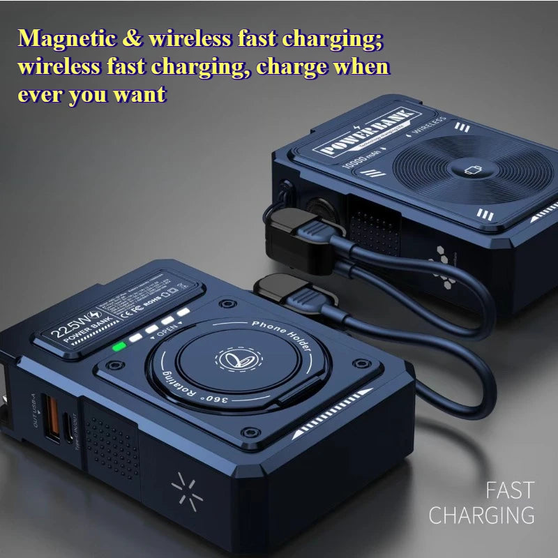 Three in one magnetic power bank PD fast charging with AC wall charging plug 10000mAh portable power bank