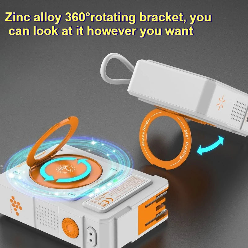 Three in one magnetic power bank PD fast charging with AC wall charging plug 10000mAh portable power bank