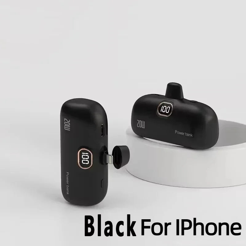 Portable Mobile Charger Mini Power Bank Built Cable Fast Charger Battery Capsule Power bank 10000/5000mAh For iPhone Type-C