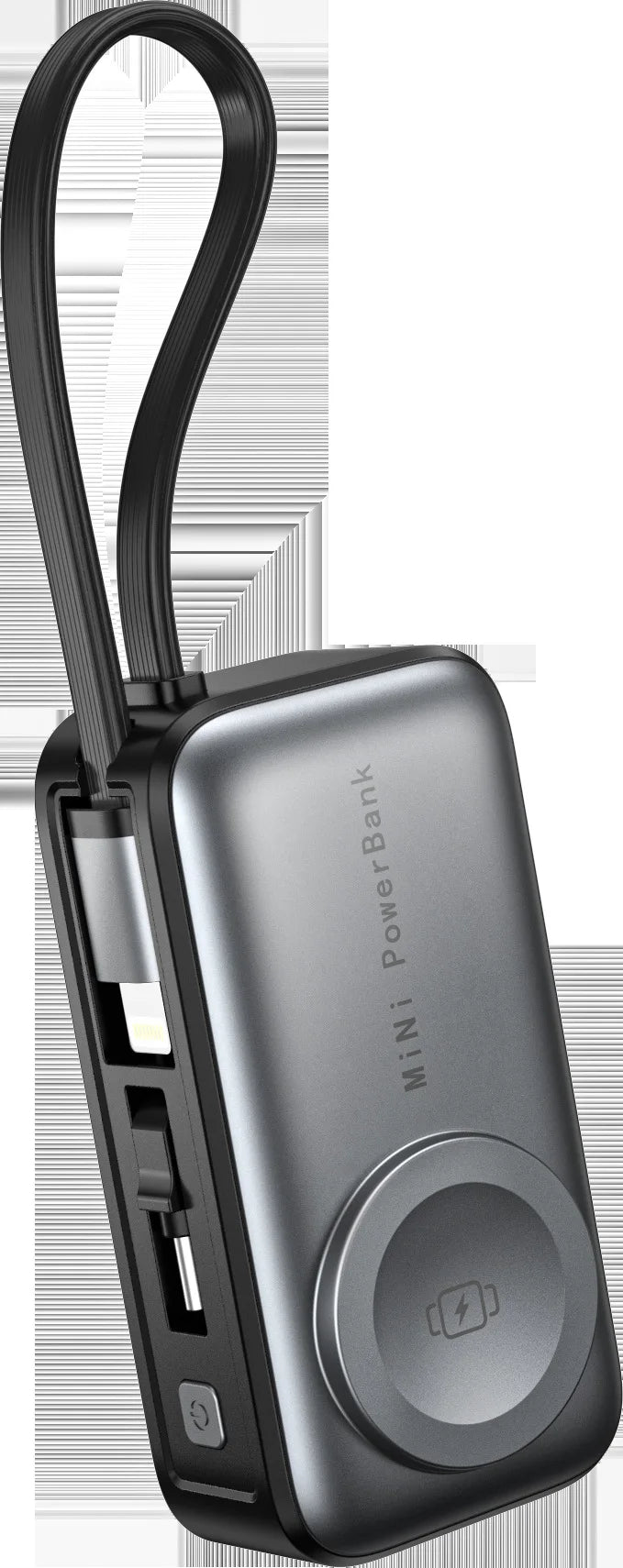 Portability, hand-held three-in-one wireless power bank with cable