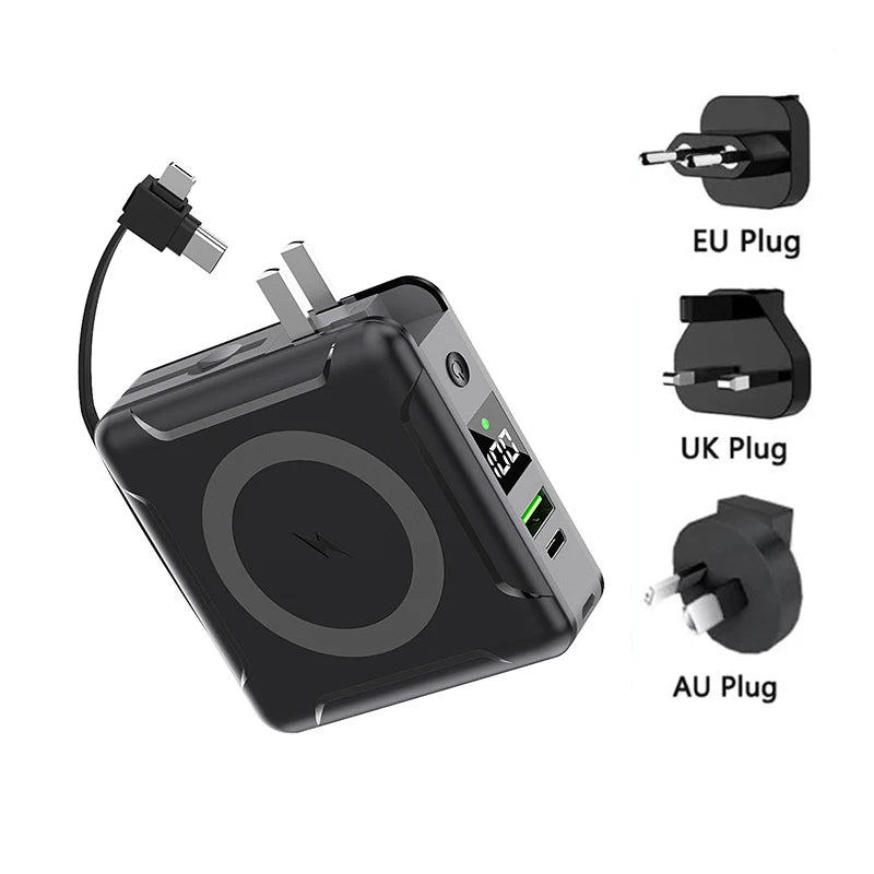 Magsafe Power Bank Fast Charge with AC Adapter 10000mAh Powerbank Magnetic Wireless Charger for iPhone Samsung Mobile Phones