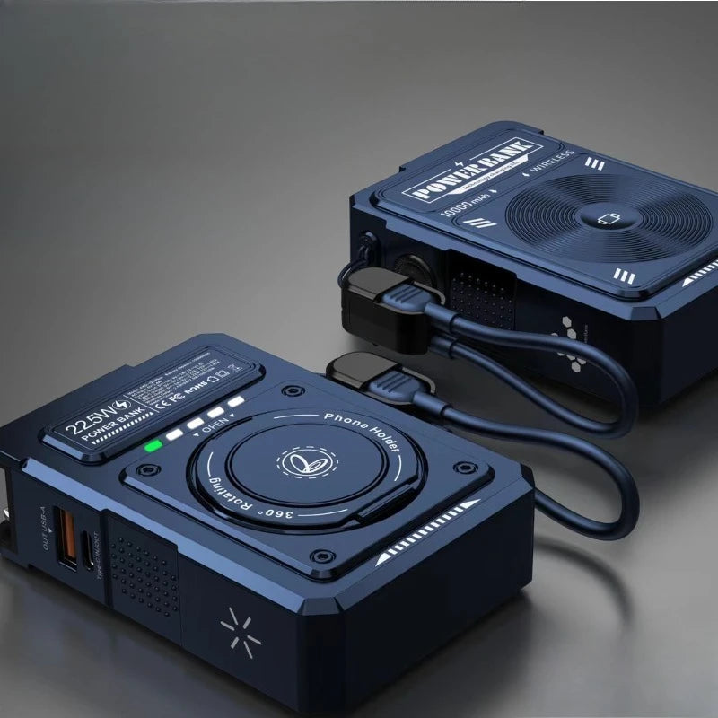 Three in one magnetic power bank PD fast charging with AC wall charging plug 10000mAh portable power bank