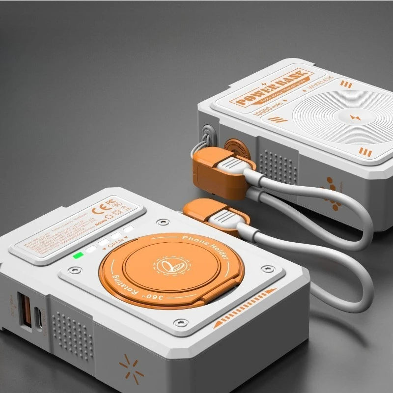 Three in one magnetic power bank PD fast charging with AC wall charging plug 10000mAh portable power bank