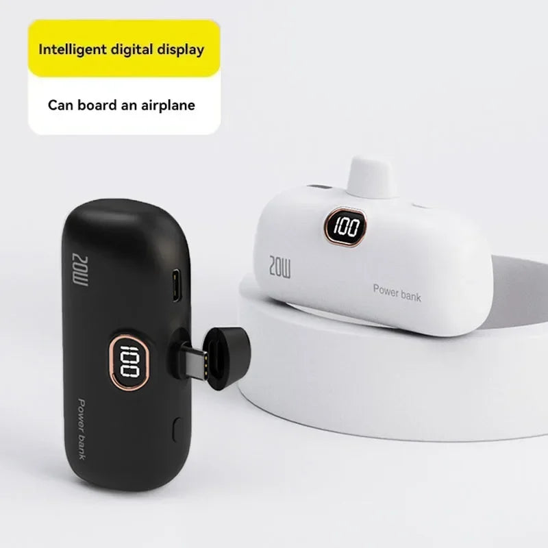 Portable Mobile Charger Mini Power Bank Built Cable Fast Charger Battery Capsule Power bank 10000/5000mAh For iPhone Type-C