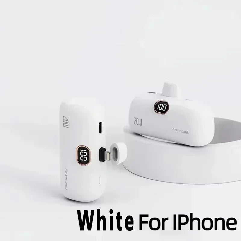 Portable Mobile Charger Mini Power Bank Built Cable Fast Charger Battery Capsule Power bank 10000/5000mAh For iPhone Type-C