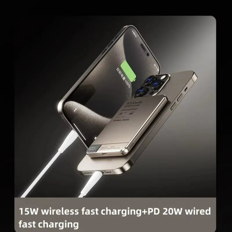 10000mAh Magnetic Qi Wireless Charger Power Bank PD20W Fast Charging Powerbank For Magsafe iPhone 17 16 iWatch Portable Charger