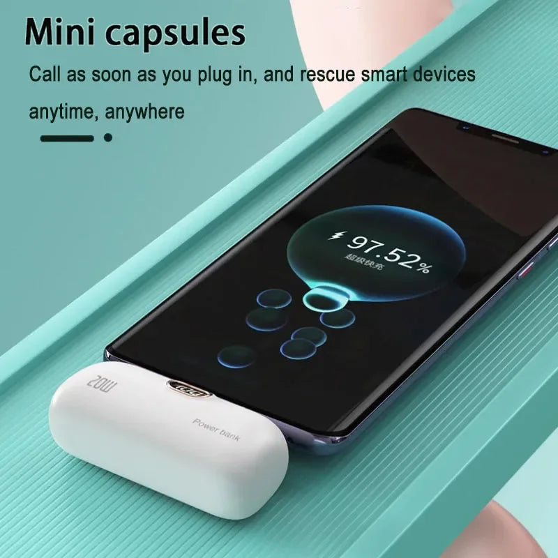 Portable Mobile Charger Mini Power Bank Built Cable Fast Charger Battery Capsule Power bank 10000/5000mAh For iPhone Type-C