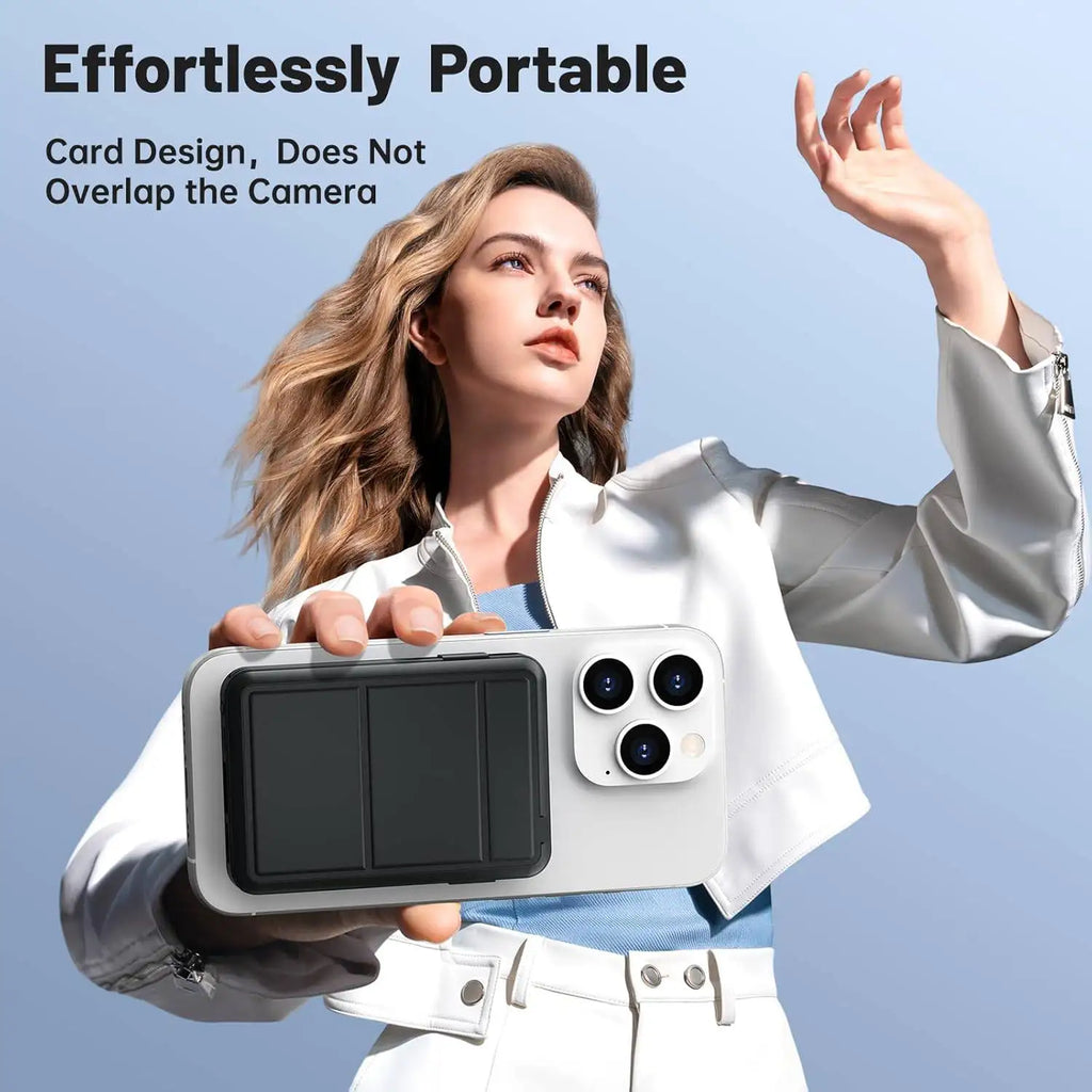 Magnetic Stand Power Bank: 3-in-1 Design, Built-in Cable, Fast Charging, Large Capacity, Ultra-Thin & Easy to Carry