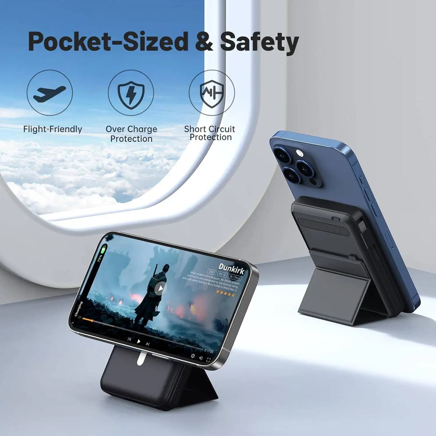 Magnetic Stand Power Bank: 3-in-1 Design, Built-in Cable, Fast Charging, Large Capacity, Ultra-Thin & Easy to Carry