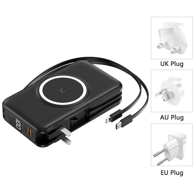 20000mAh Magsafe Power Bank Travel Wall Charger Magnetic Wireless 22.5W Fast Charger For iPhone 16 15 Xiaomi Samsung Powerbank