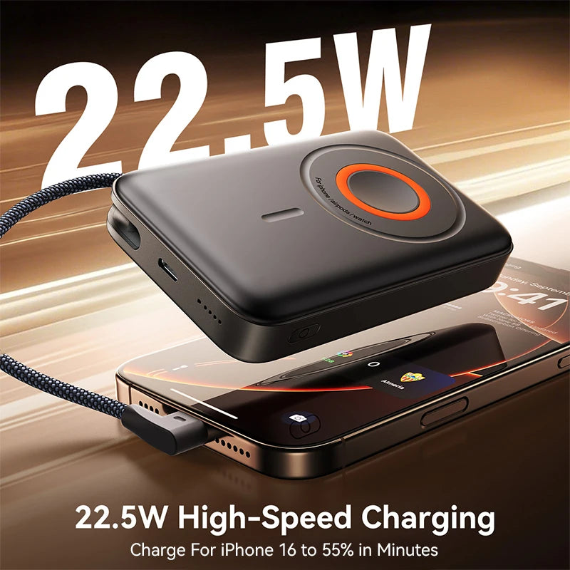 3 in 1 Magnetic Power Bank 22.5W Fast Charging Power Bank 10000mAh Wireless Portable Charger For iPhone 12-16 For AirPods Watch