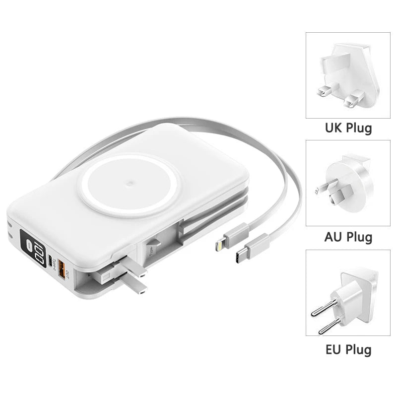 20000mAh Magsafe Power Bank Travel Wall Charger Magnetic Wireless 22.5W Fast Charger For iPhone 16 15 Xiaomi Samsung Powerbank