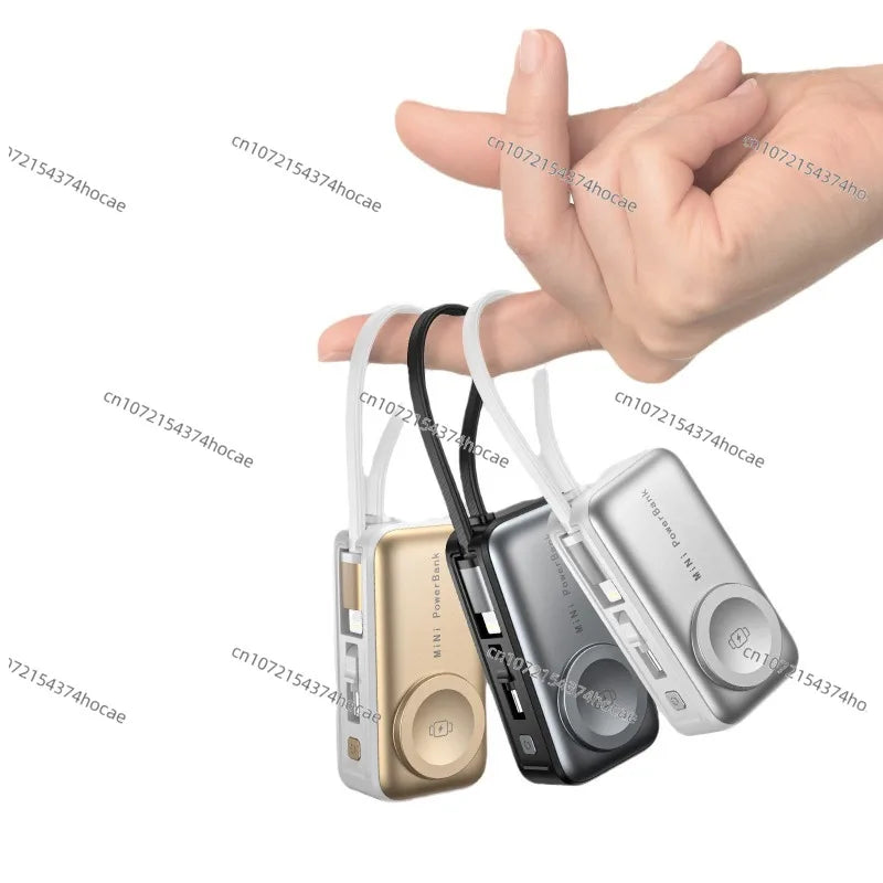 Portability, hand-held three-in-one wireless power bank with cable