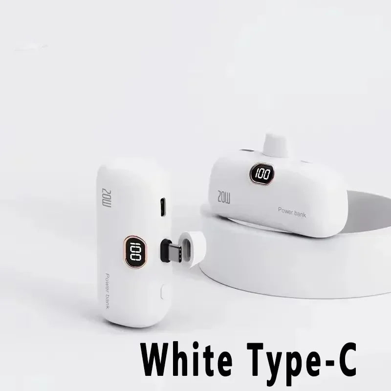 Portable Mobile Charger Mini Power Bank Built Cable Fast Charger Battery Capsule Power bank 10000/5000mAh For iPhone Type-C