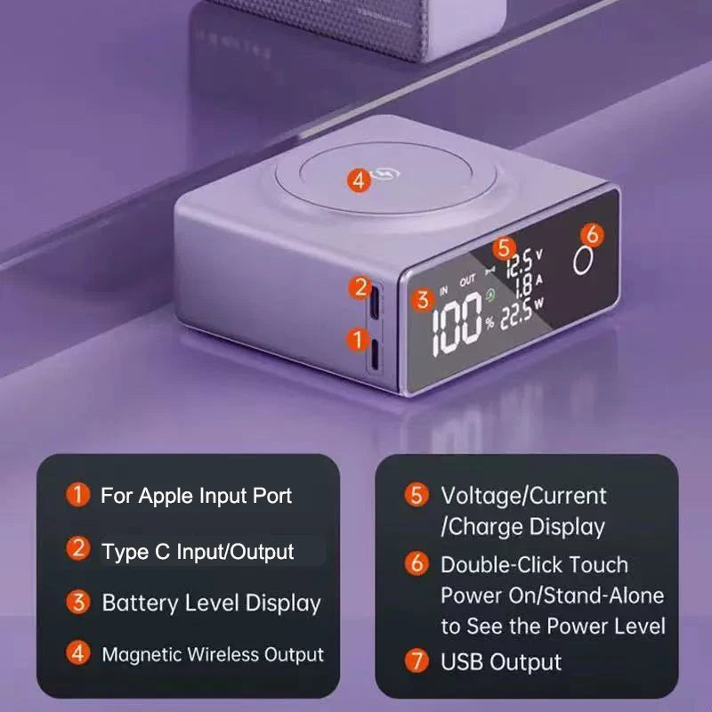 20000mAh Magsafe Power Bank Touch Screen Magnetic Wireless 22.5W Fast Charger For iPhone 16 Macbook Samsung S25 Xiaomi Powerbank