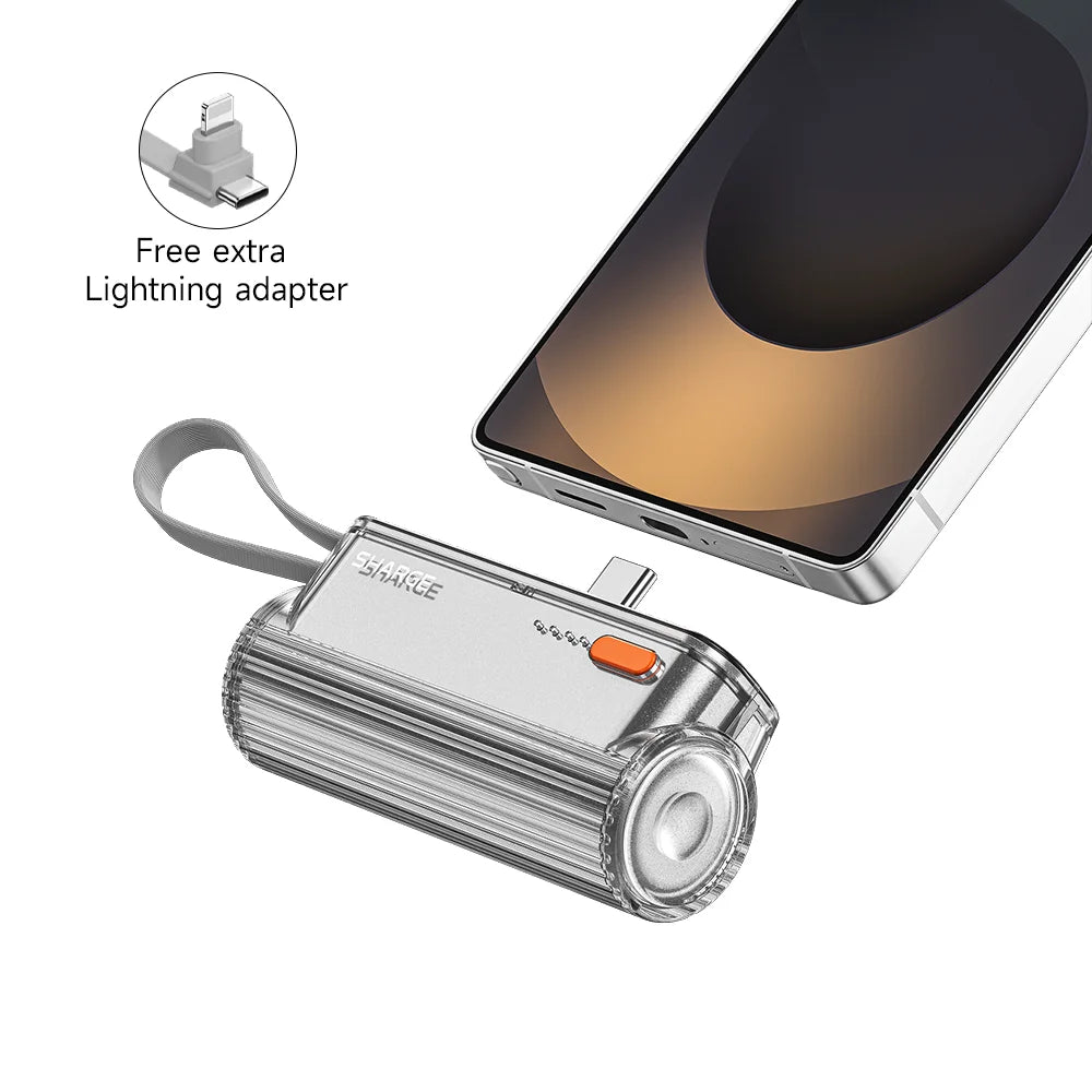 SHARGE Flow Mini 2 Portable Charger 22.5W Max Fast Charging 5000mAh Power Bank Mini Battery Pack for Android iPhone16/15 Series