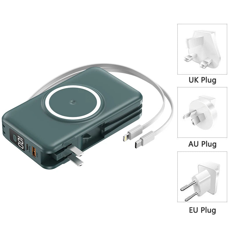 20000mAh Magsafe Power Bank Travel Wall Charger Magnetic Wireless 22.5W Fast Charger For iPhone 16 15 Xiaomi Samsung Powerbank