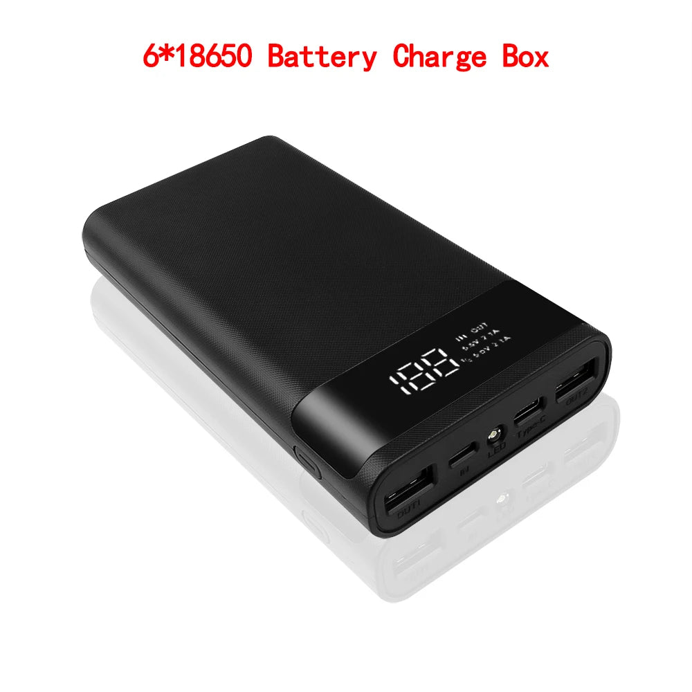 kebidumei Dual USB Micro USB Type C Power Bank Shell 5V DIY 4/6*18650 Case Battery Charge Storage Box Without Battery