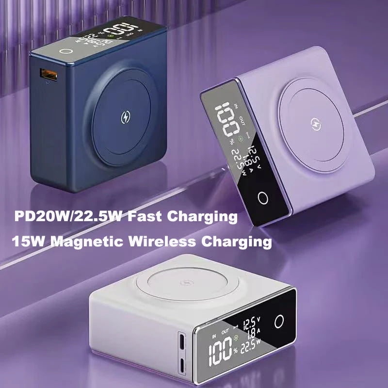 20000mAh Magsafe Power Bank Touch Screen Magnetic Wireless 22.5W Fast Charger For iPhone 16 Macbook Samsung S25 Xiaomi Powerbank
