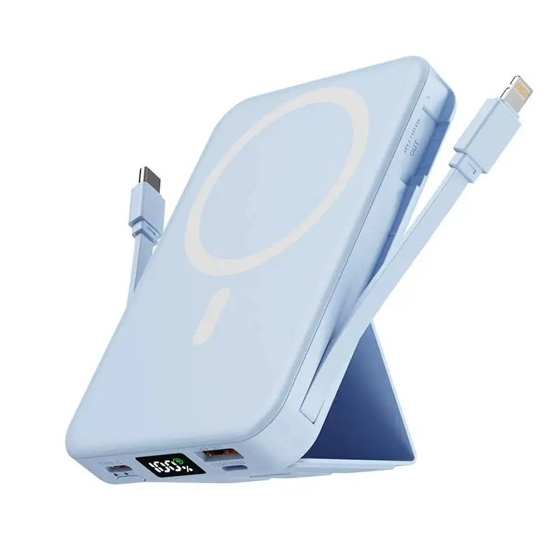 Magnetic Stand Power Bank: 3-in-1 Design, Built-in Cable, Fast Charging, Large Capacity, Ultra-Thin & Easy to Carry