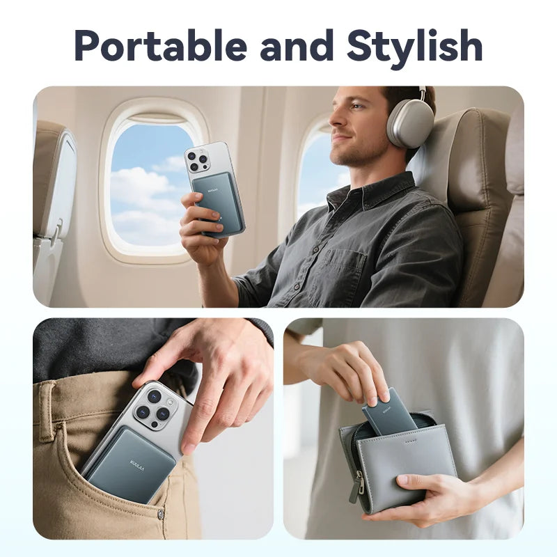 KUULAA Qi2 Magnetic Power Bank 10000mAh Portable Charger PowerBank for Magsafe 15W Wireless Fast Charging for iPhone 16 Pro Max