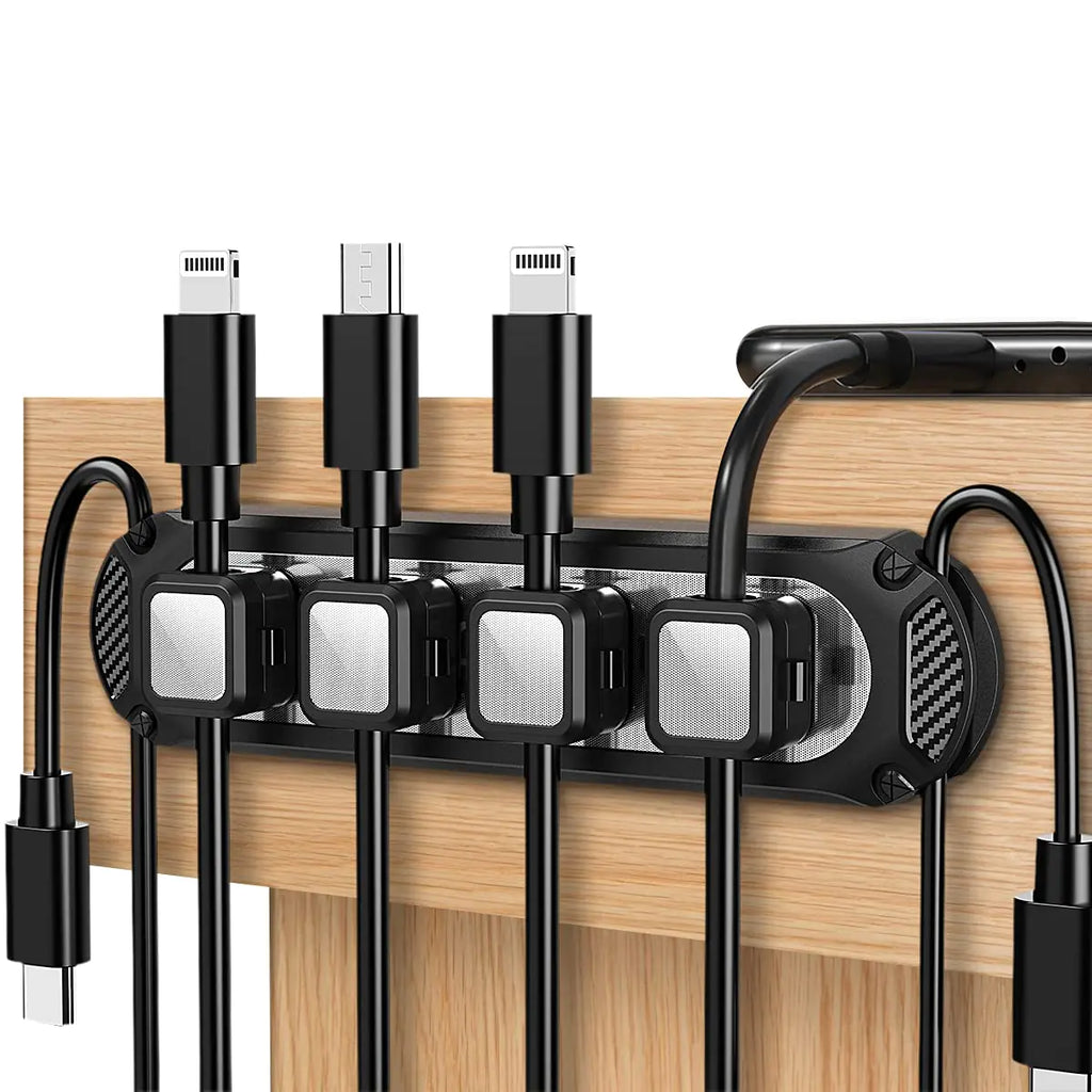 Dracool Magnetic Cable Holder 6 Slots Cable Clips Cable Management Cable Organizer Cord Organizer Self Adhesive Sticky for Desk Wall Desktop Car Office Home USB Cable Power Wire Mouse Cable - Black