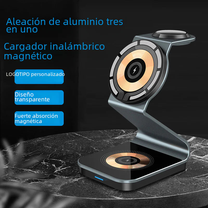 3-in-1 Wireless Charger with Magnetic Transparent Stand