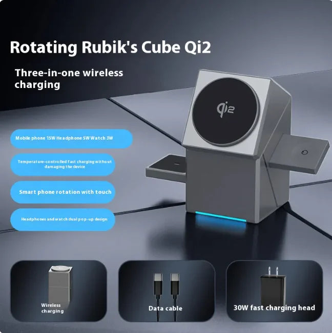 3-in-1 Magnetic Rotating Cube Charger